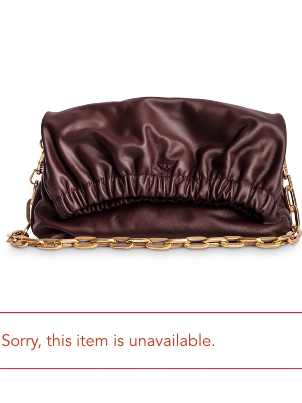 Zadig & Voltaire Rockyssime Burgundy Leather Shoulder Bag with Gold Chain - Picture 12 of 17